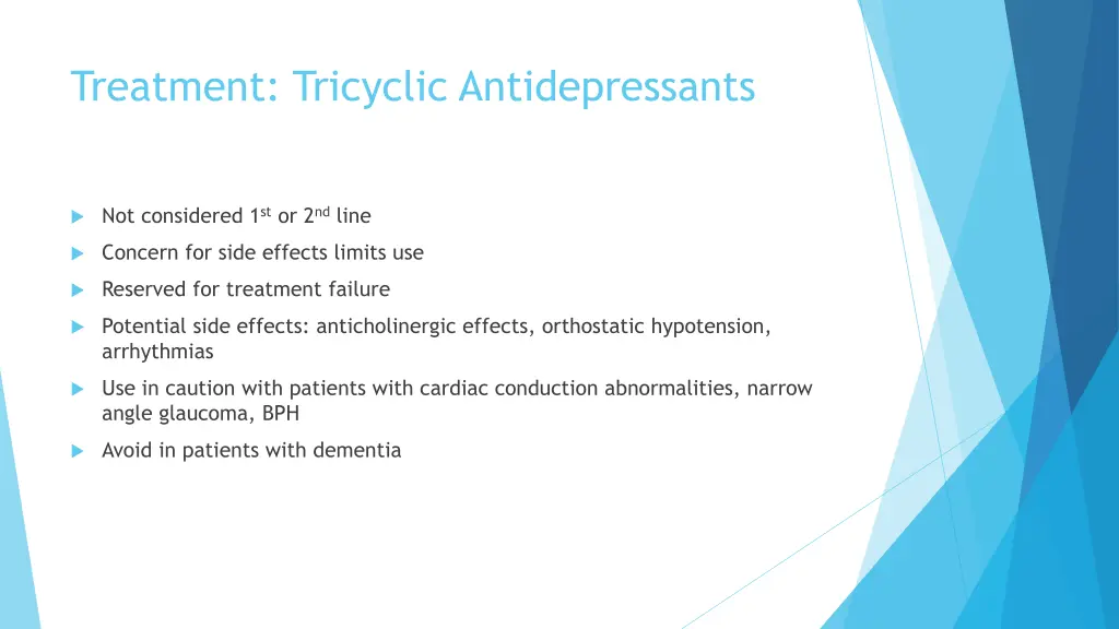 treatment tricyclic antidepressants