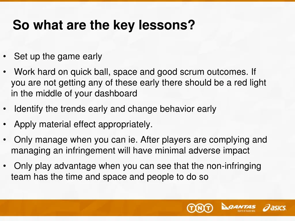 so what are the key lessons