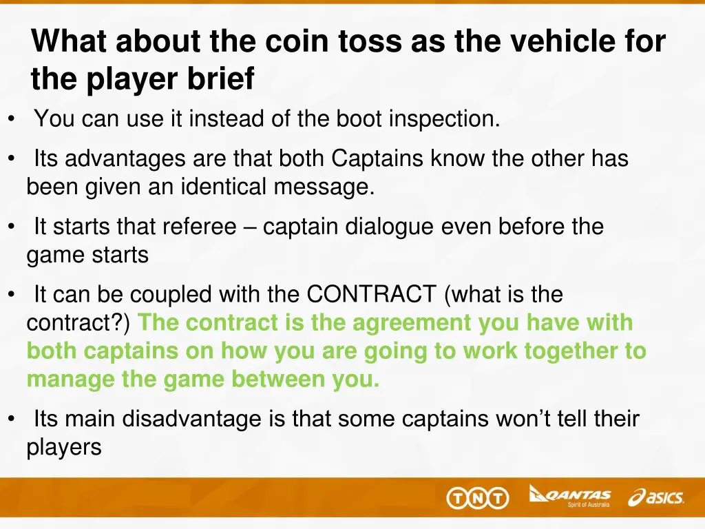 what about the coin toss as the vehicle