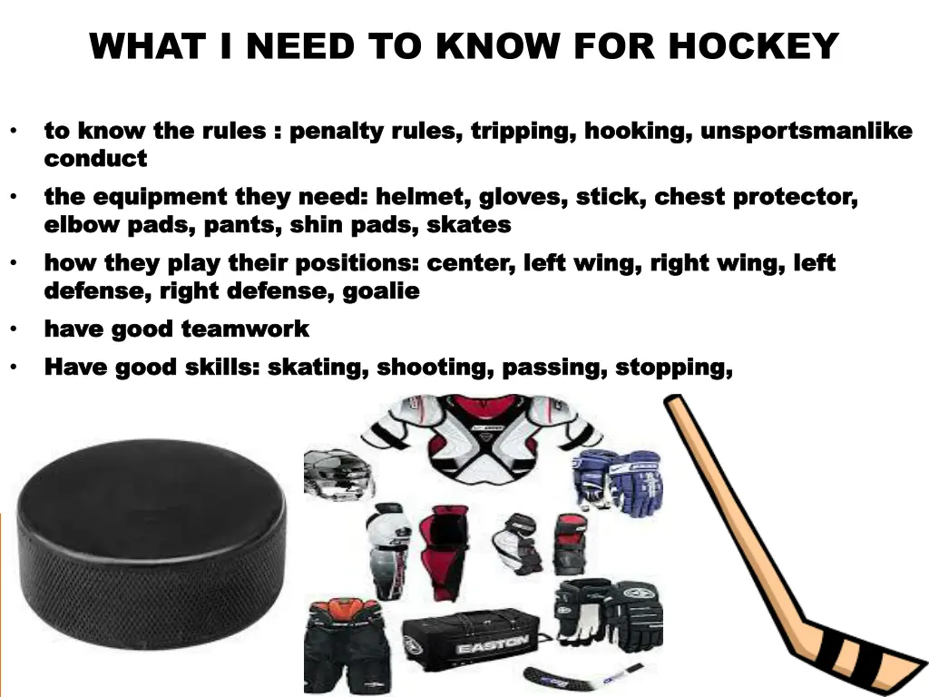 what i need to know for hockey