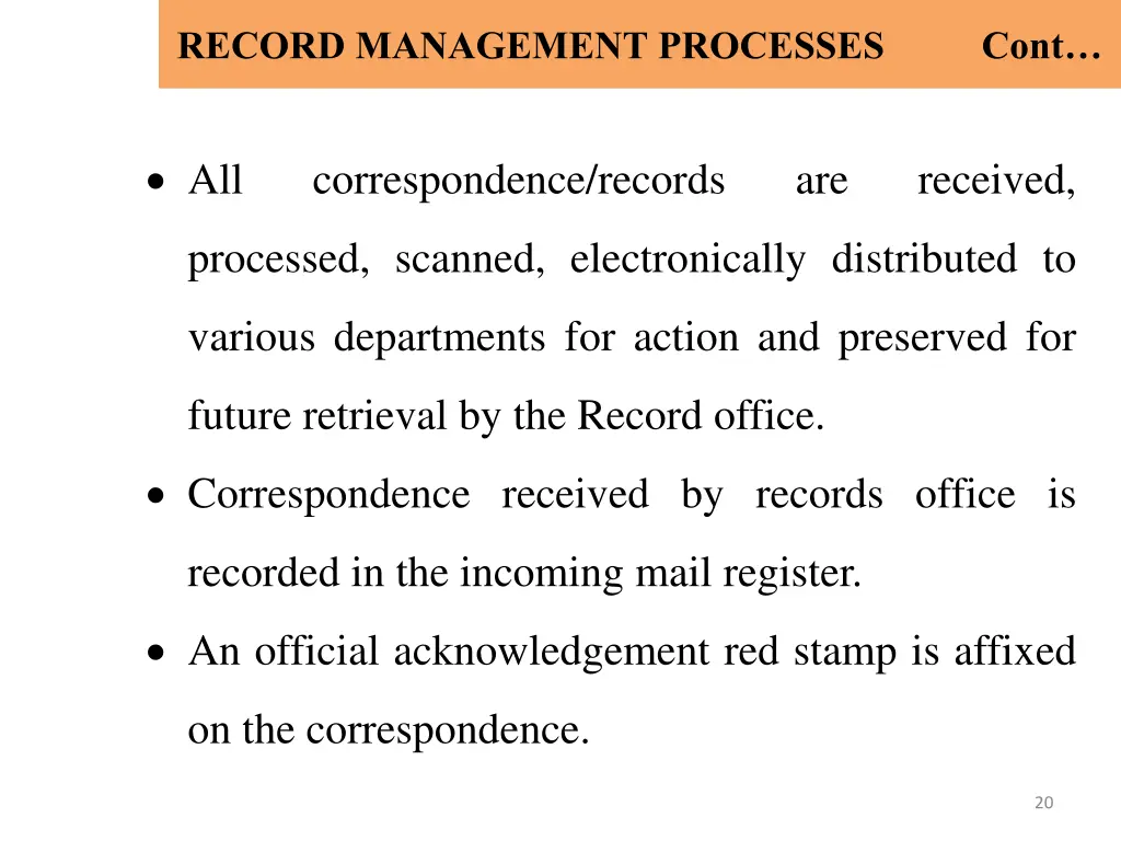 record management processes cont