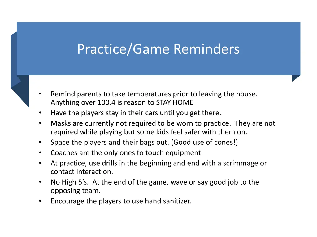 practice game reminders