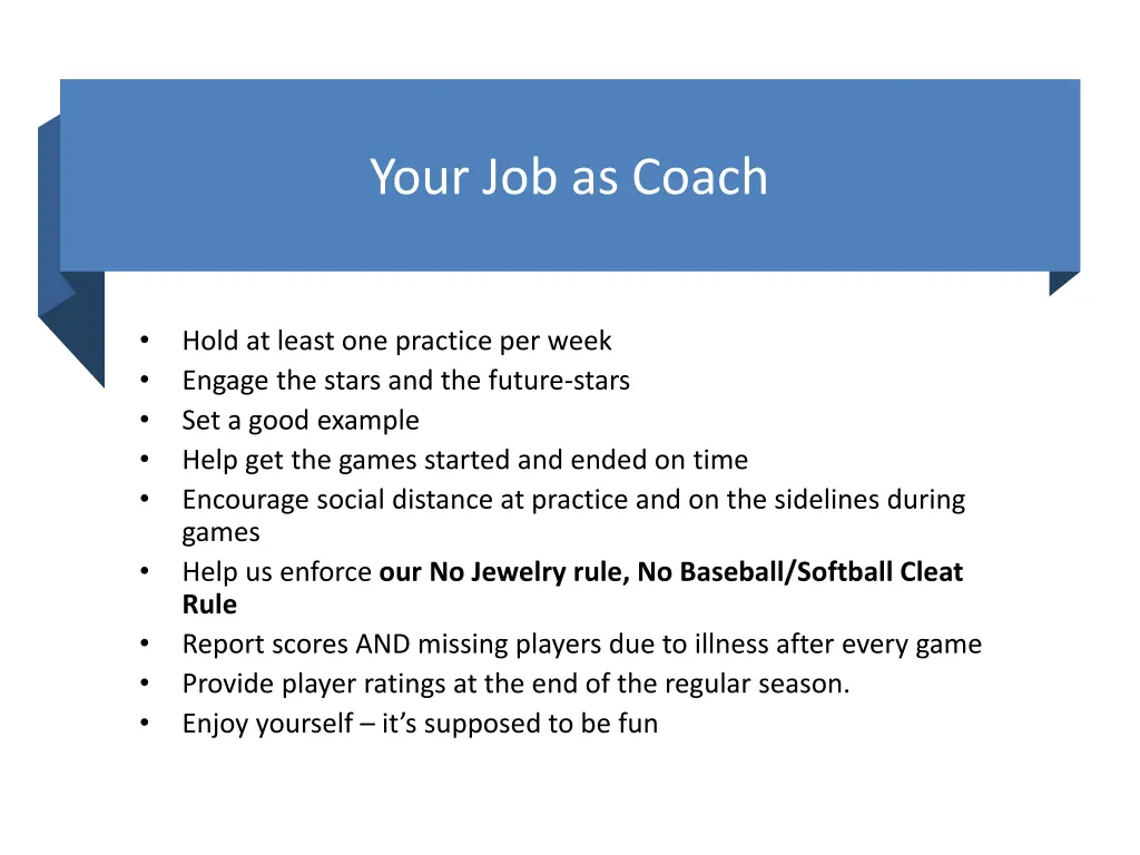 your job as coach