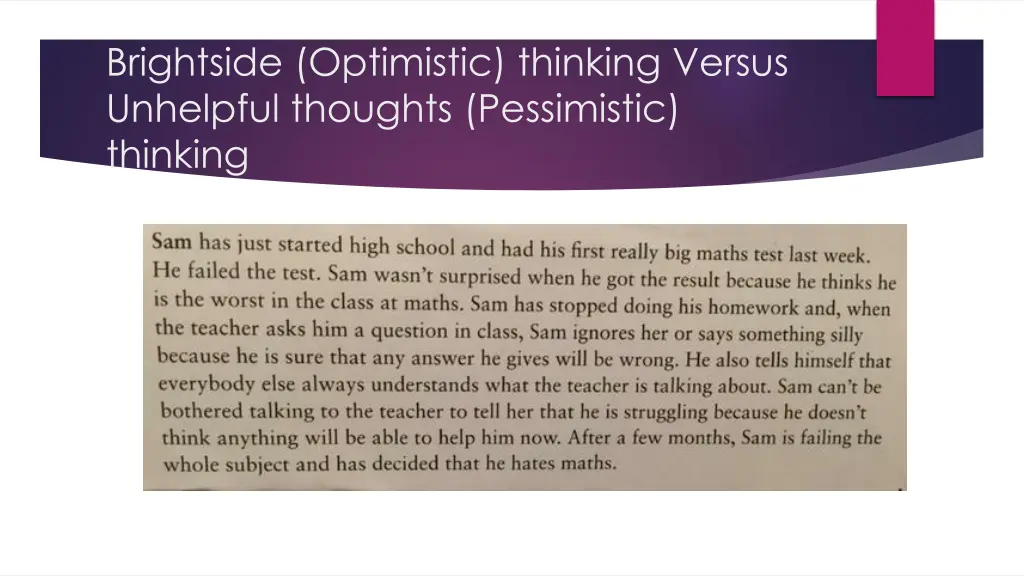 brightside optimistic thinking versus unhelpful