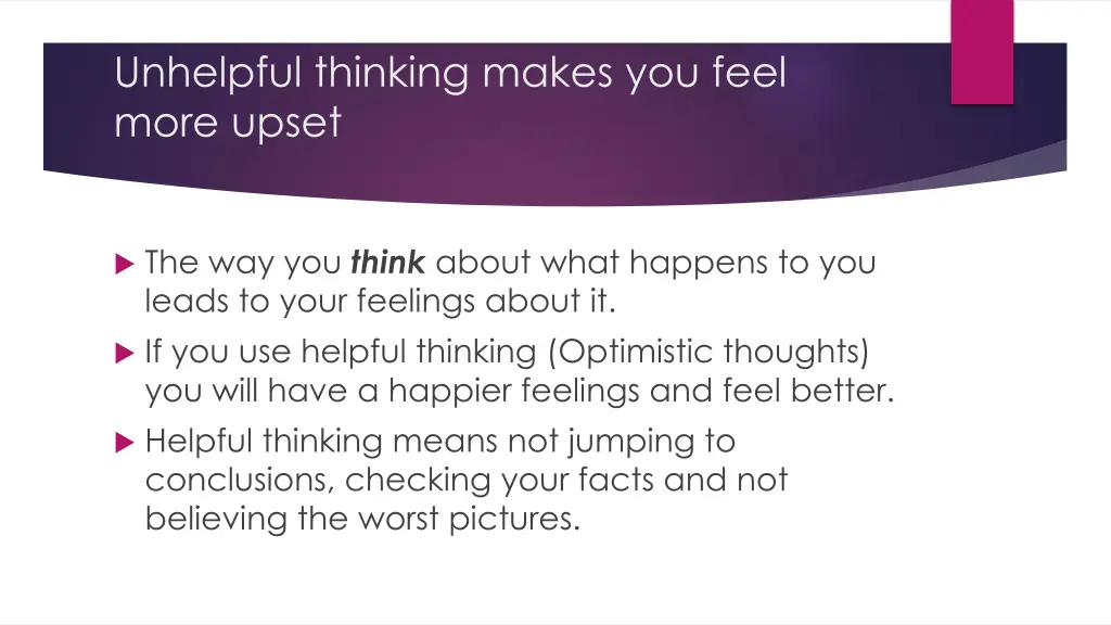 unhelpful thinking makes you feel more upset