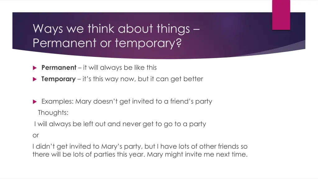 ways we think about things permanent or temporary