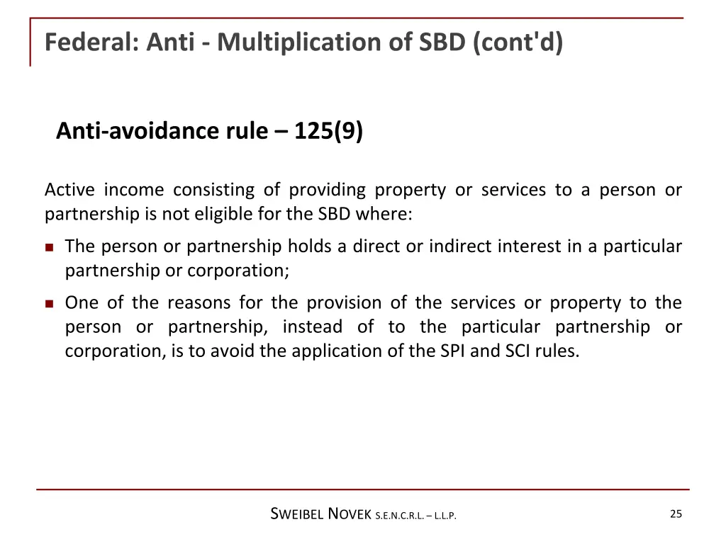 federal anti multiplication of sbd cont d 12