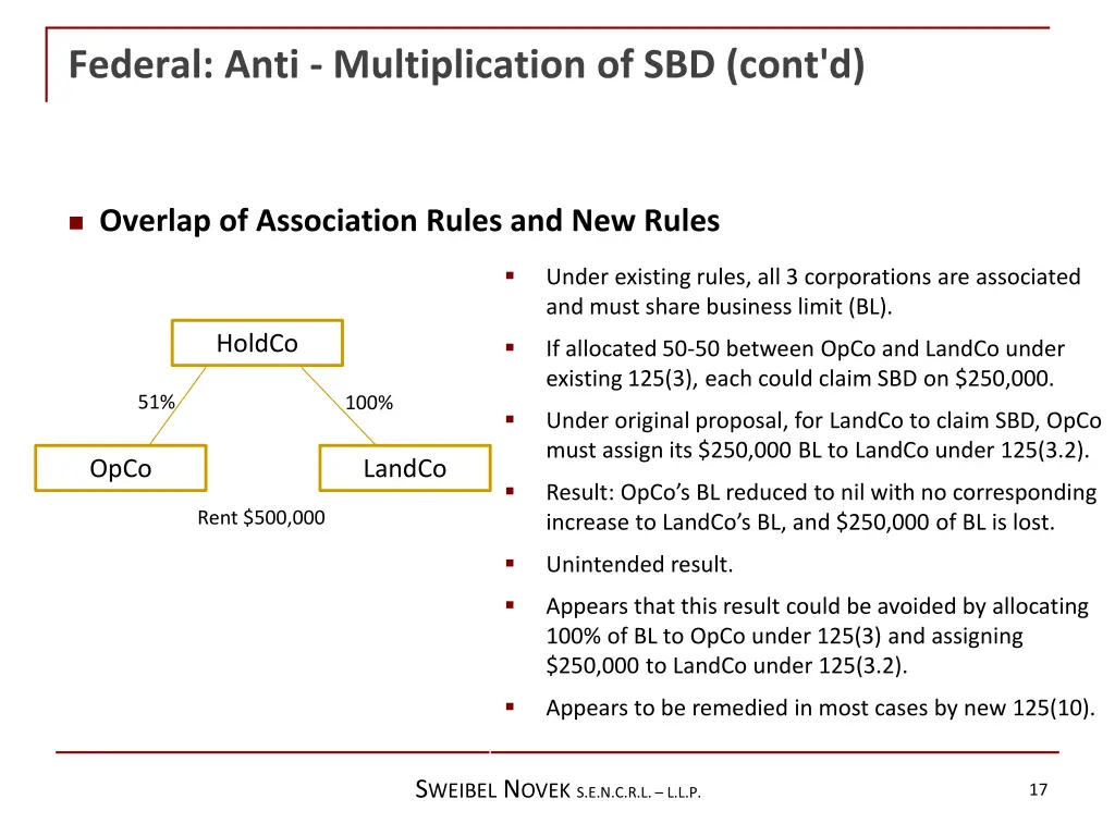 federal anti multiplication of sbd cont d 4