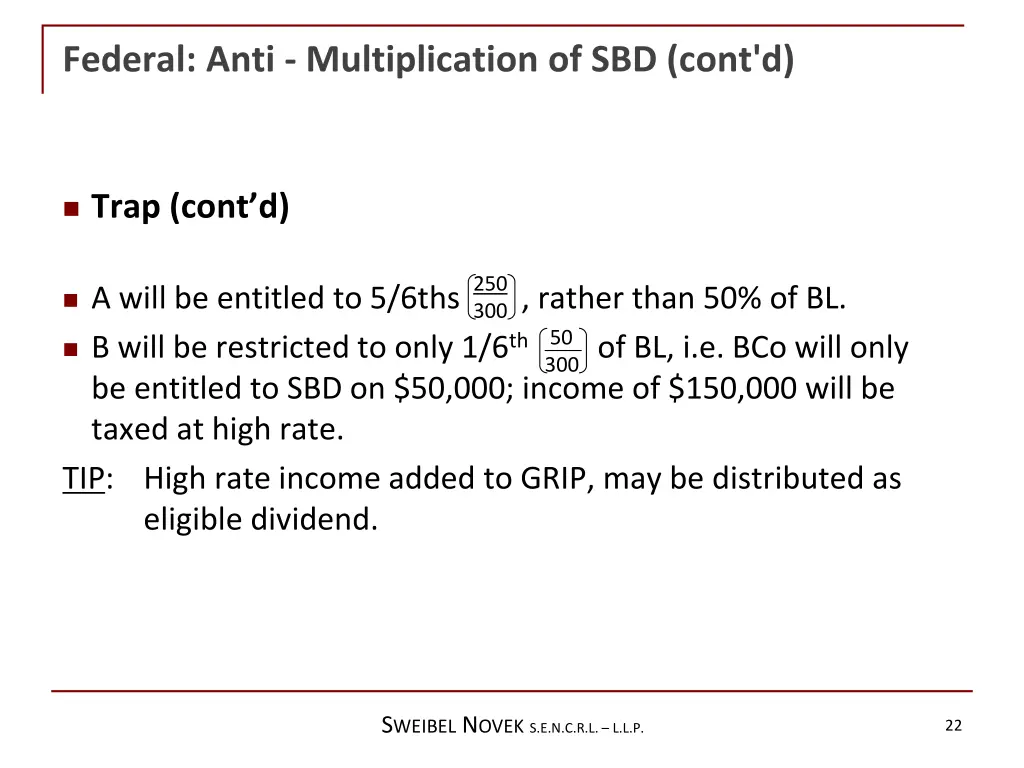 federal anti multiplication of sbd cont d 9