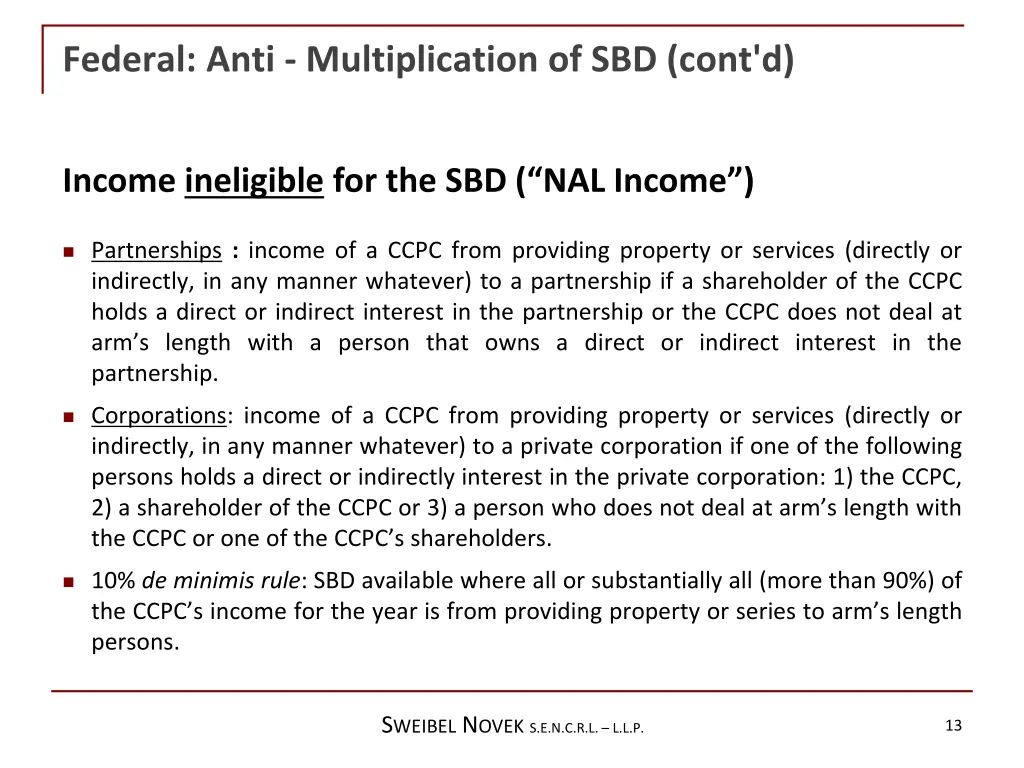 federal anti multiplication of sbd cont d