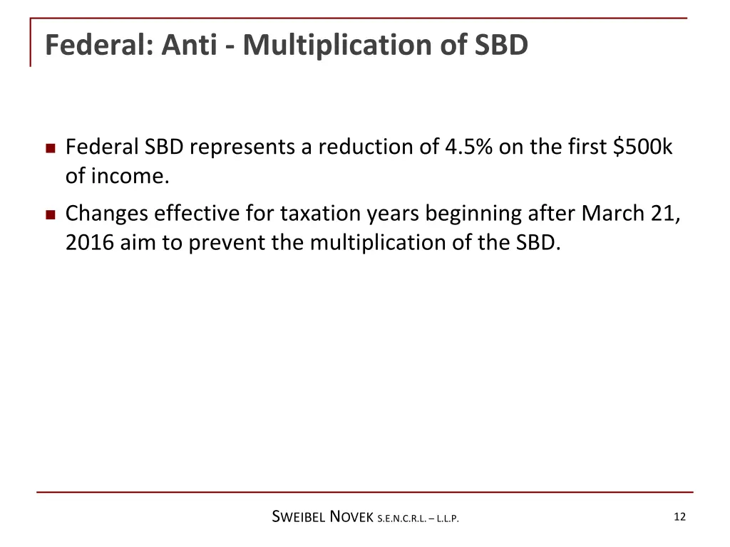 federal anti multiplication of sbd