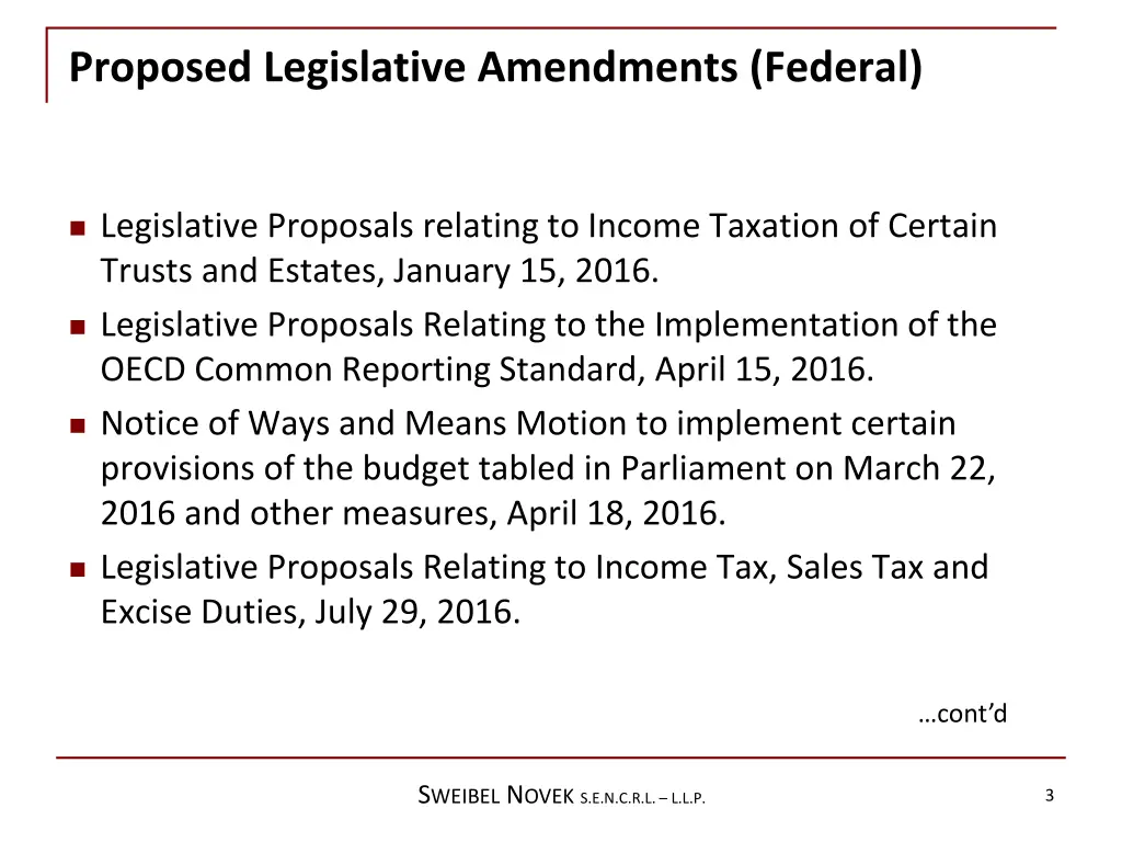 proposed legislative amendments federal