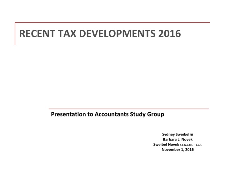 recent tax developments 2016