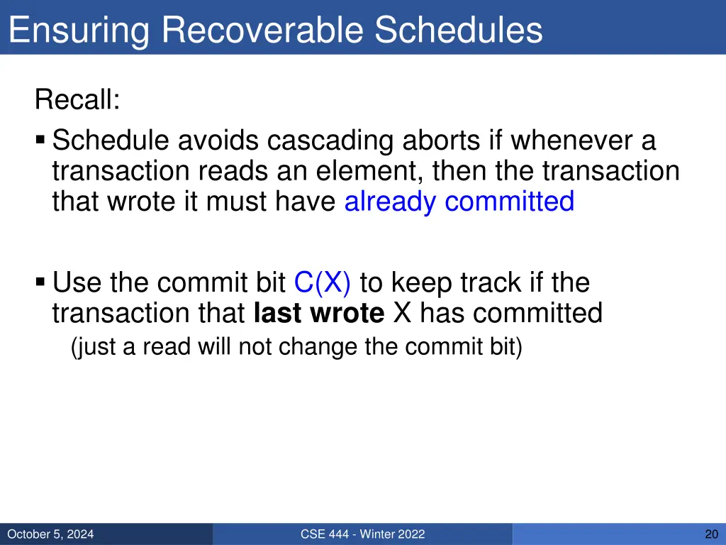 ensuring recoverable schedules