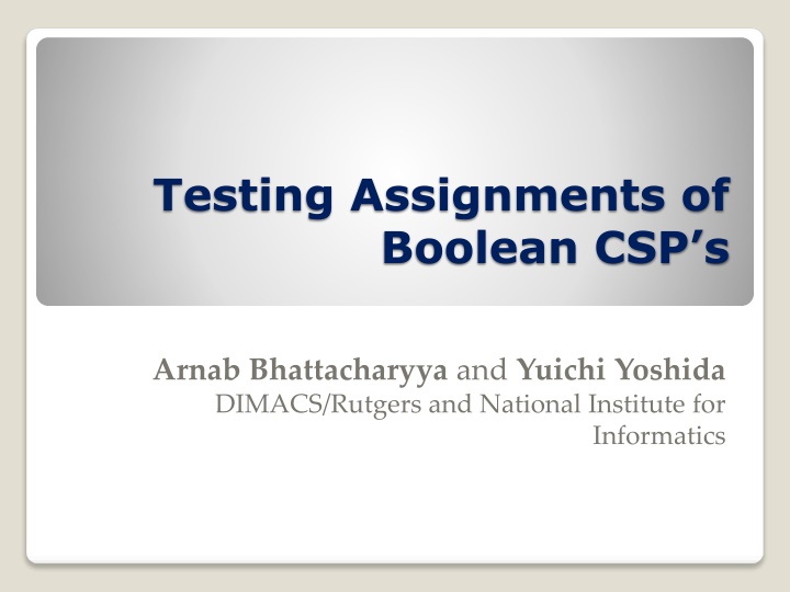 testing assignments of boolean csp s