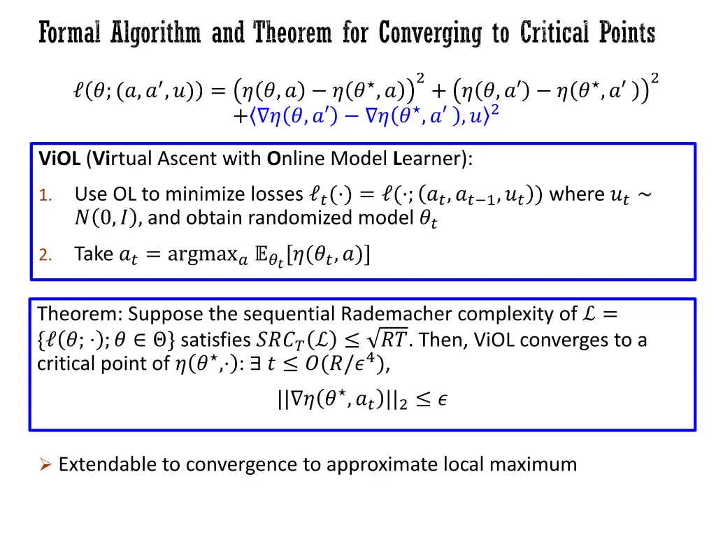 formal algorithm and theorem for converging