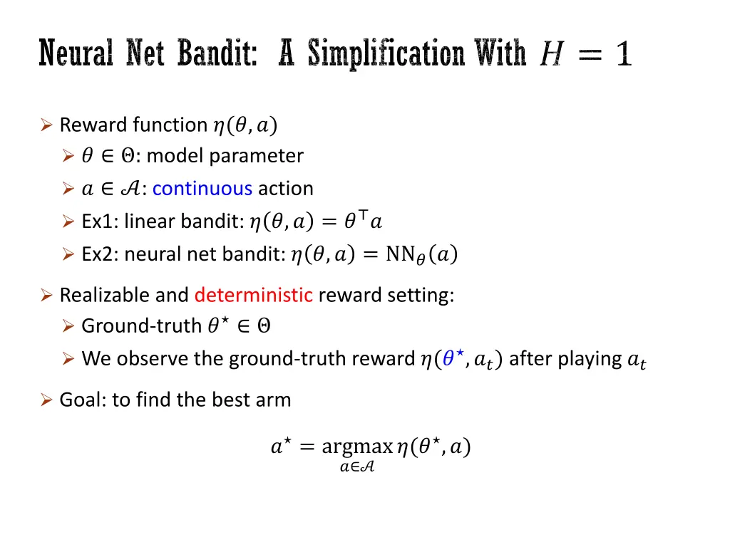 neural net bandit a simplification with 1