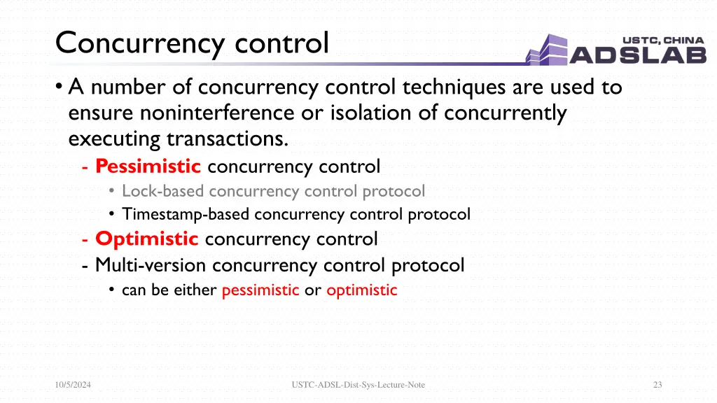 concurrency control a number of concurrency 1