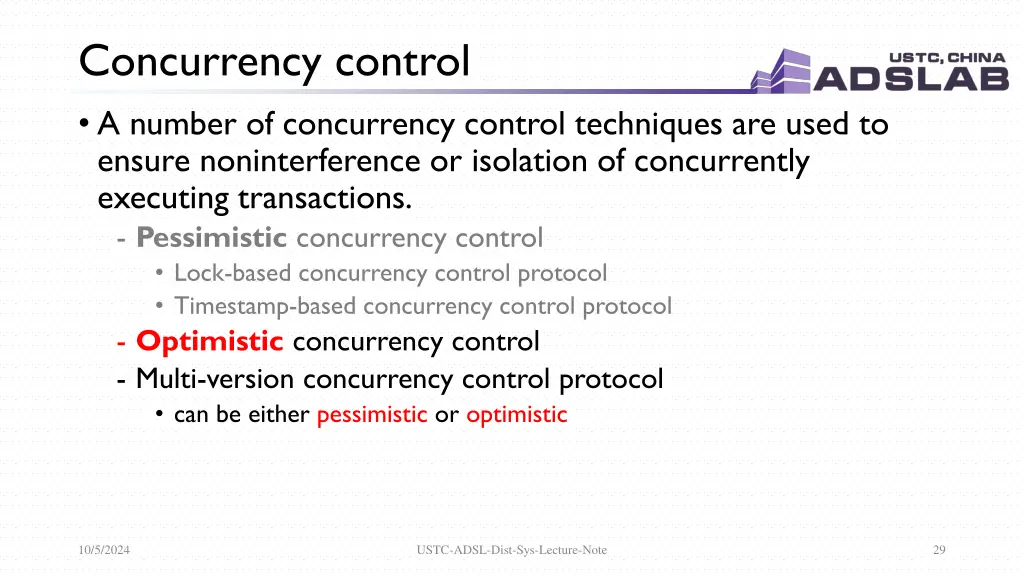 concurrency control a number of concurrency 2