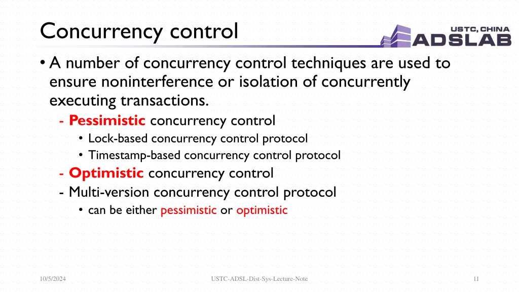 concurrency control a number of concurrency