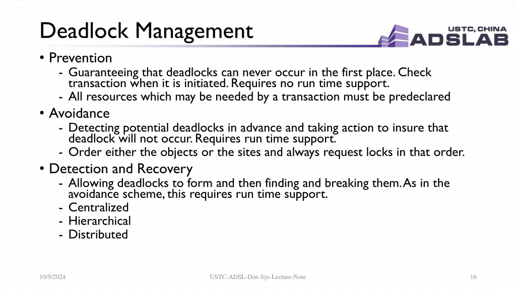 deadlock management prevention guaranteeing that