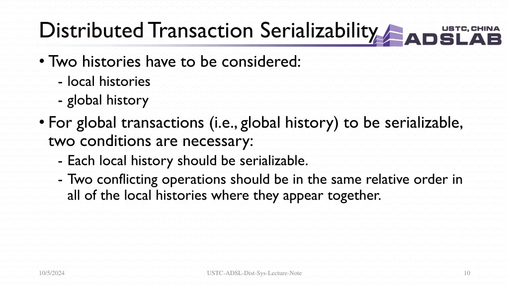 distributed transaction serializability