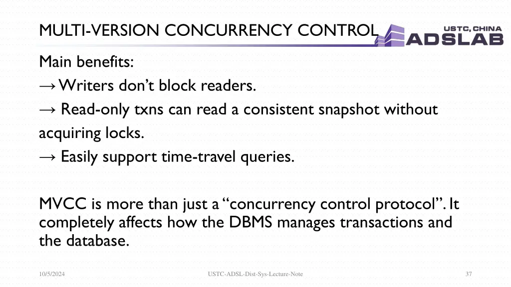 multi version concurrency control 1