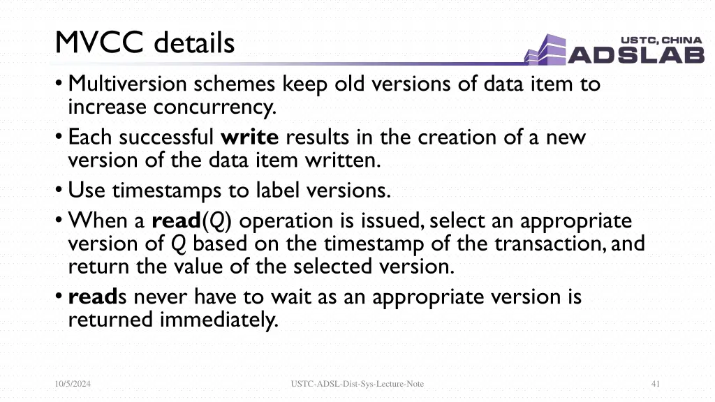 mvcc details multiversion schemes keep