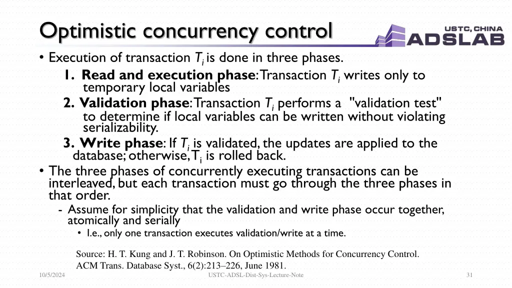 optimistic concurrency control execution