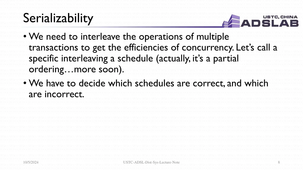 serializability we need to interleave