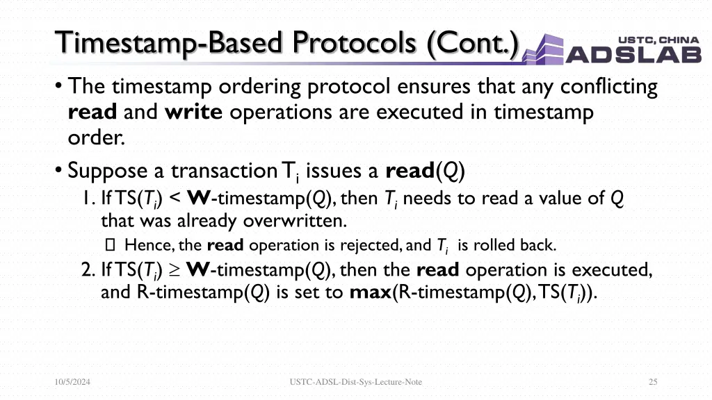 timestamp based protocols cont the timestamp