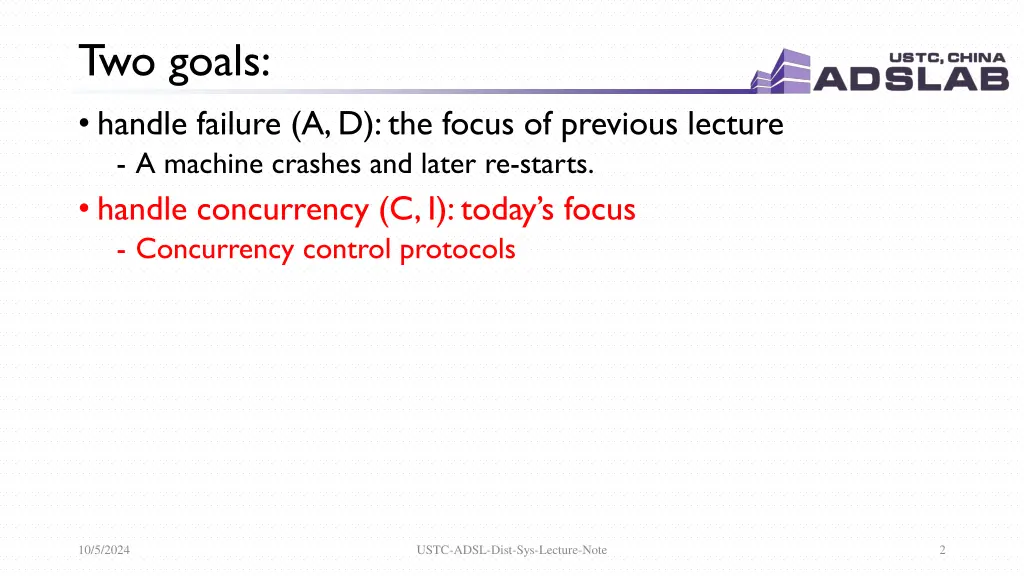 two goals handle failure a d the focus