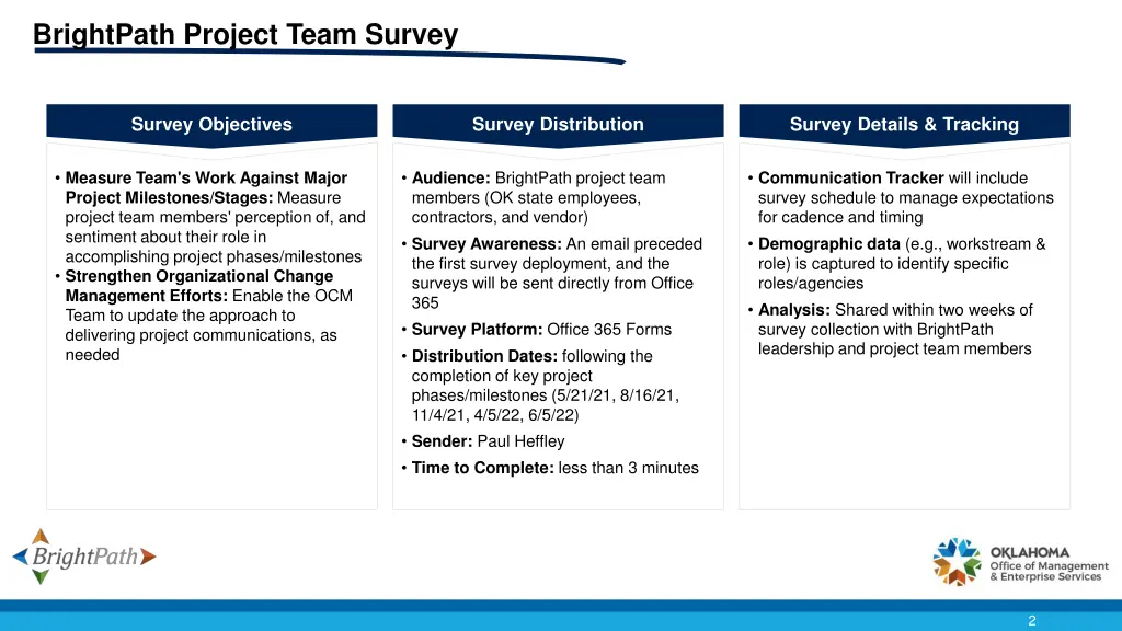 brightpath project team survey