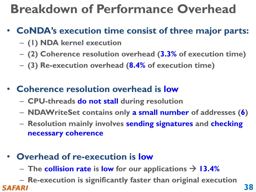 breakdown of performance overhead