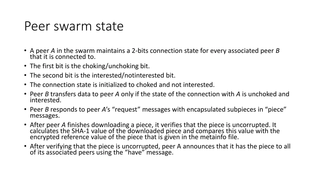 peer swarm state