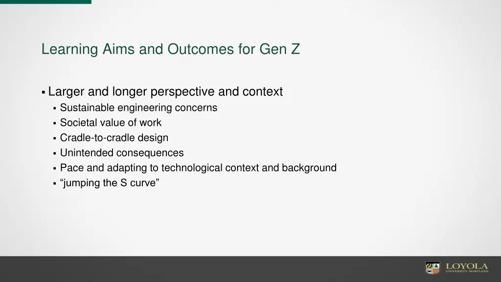 learning aims and outcomes for gen z