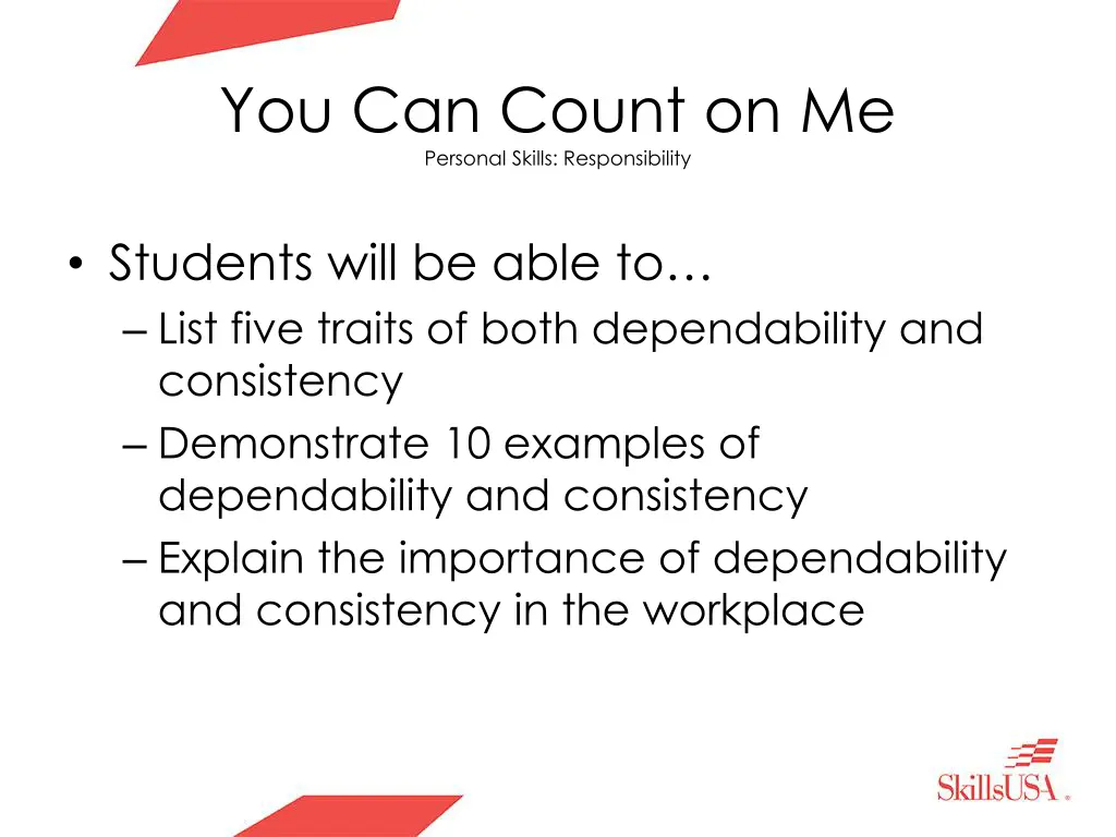 you can count on me personal skills responsibility 3