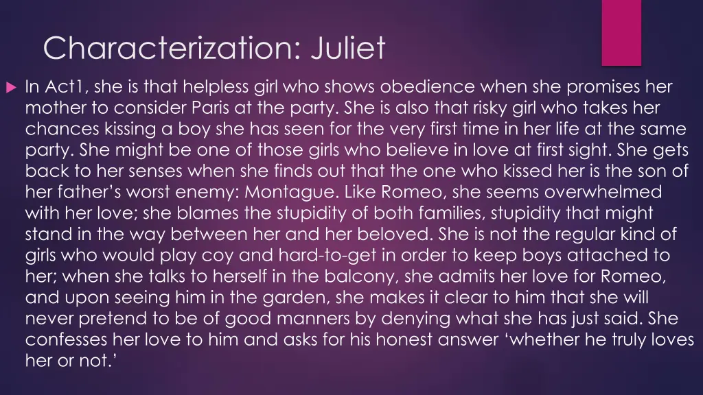 characterization juliet