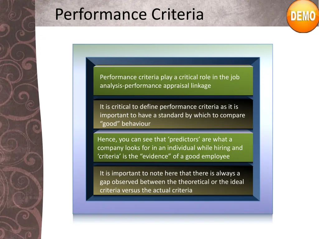 performance criteria