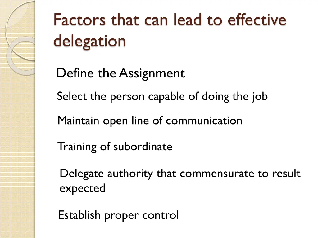 factors that can lead to effective delegation