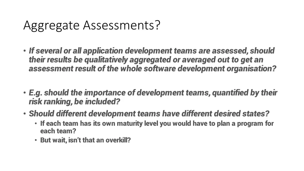 aggregate assessments