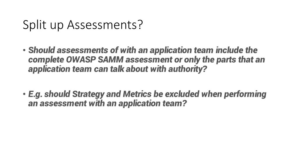 split up assessments