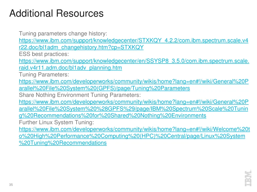 additional resources tuning parameters change