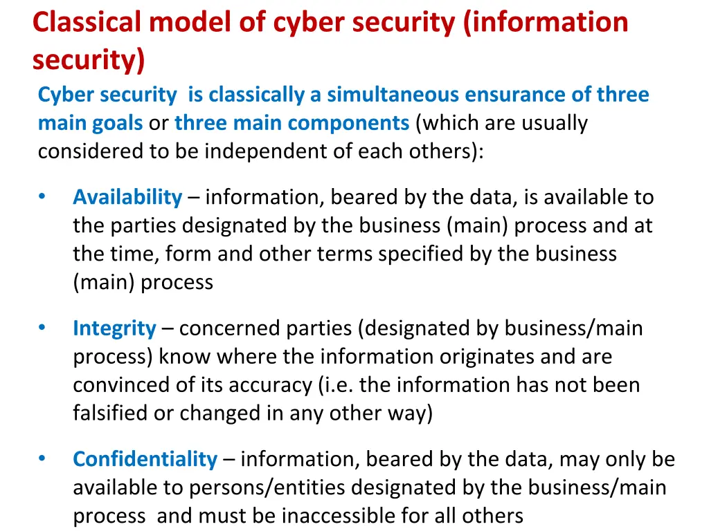 classical model of cyber security information