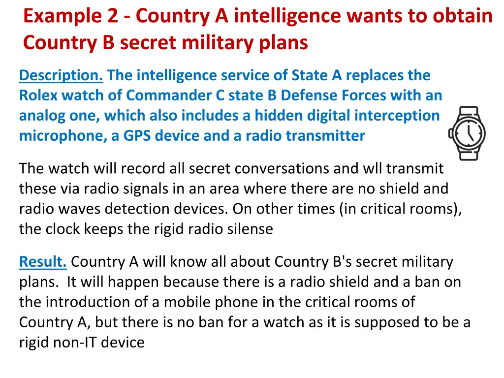 example 2 country a intelligence wants to obtain