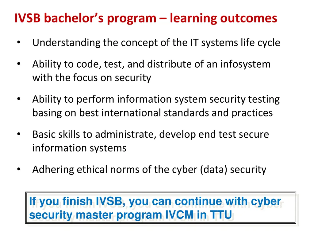 ivsb bachelor s program learning outcomes