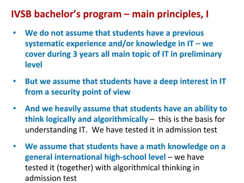 ivsb bachelor s program main principles i