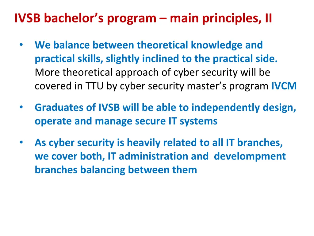 ivsb bachelor s program main principles ii