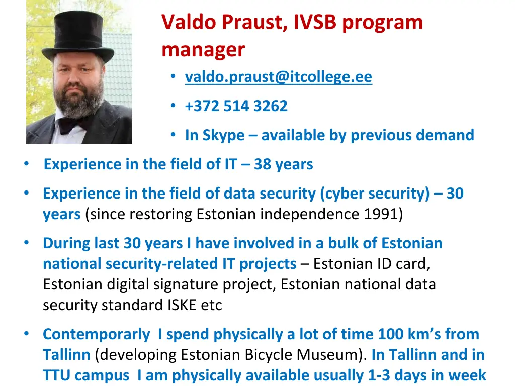 valdo praust ivsb program manager valdo