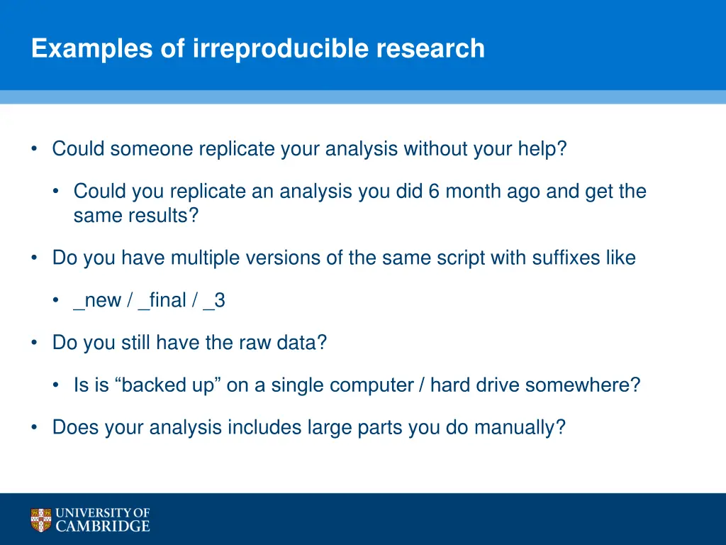 examples of irreproducible research